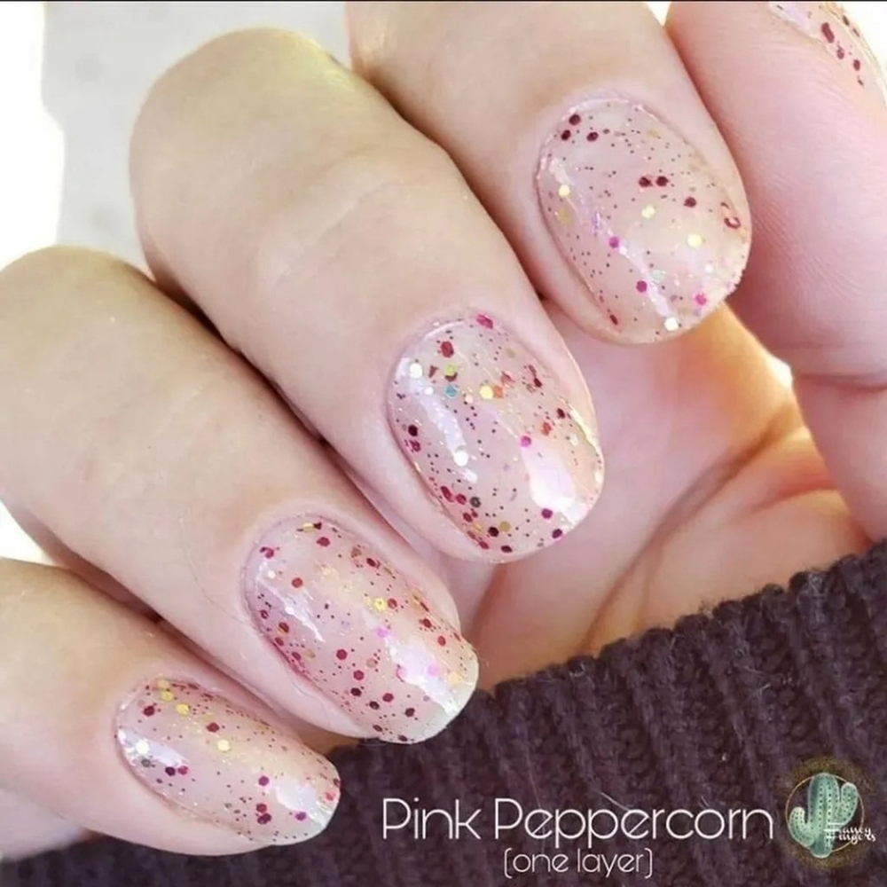 Color Street Pink Peppercorn Sparkling Pink & Holographic Glitter Nail Strips